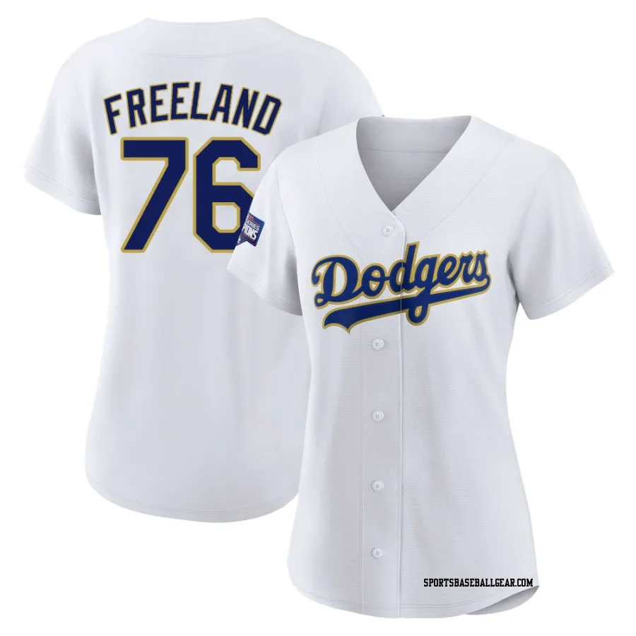 Alex Freeland Women's Los Angeles Dodgers White/Gold Authentic 2021 Gold Program Player Jersey