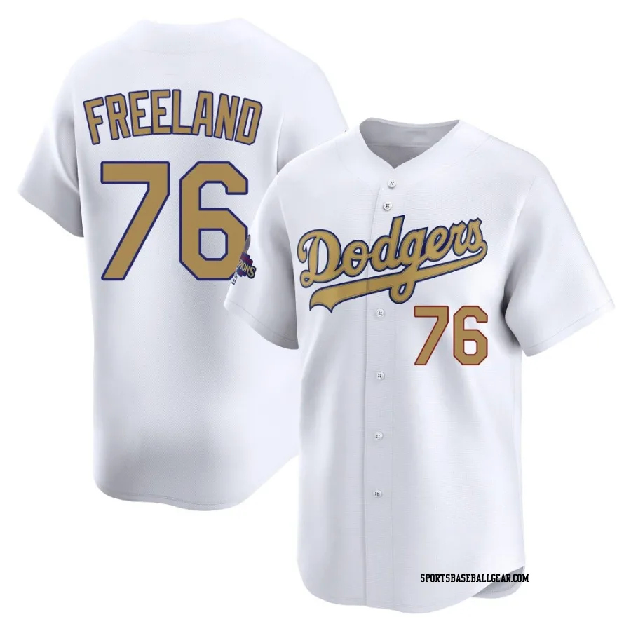 Alex Freeland Youth Los Angeles Dodgers Gold Limited White 2025 Collection Jersey