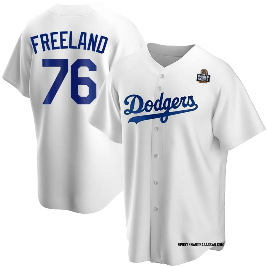 Alex Freeland Youth Los Angeles Dodgers White Replica Home 2024 World Series Jersey