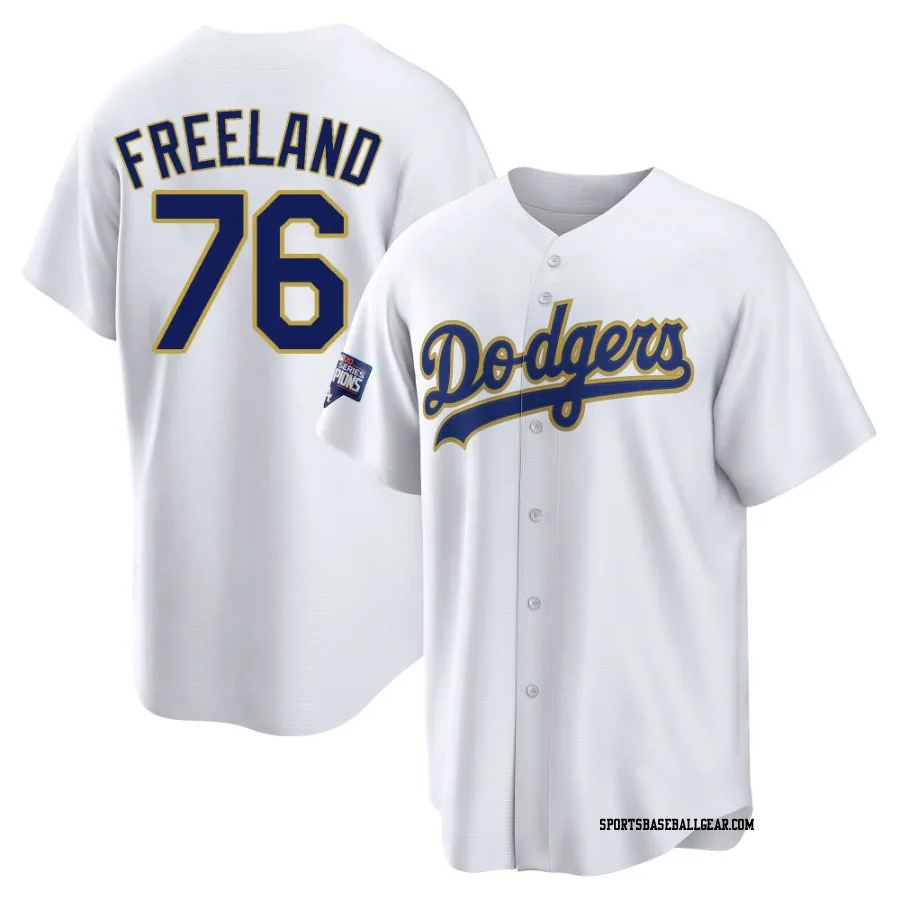 Alex Freeland Youth Los Angeles Dodgers White/Gold Replica 2021 Gold Program Player Jersey
