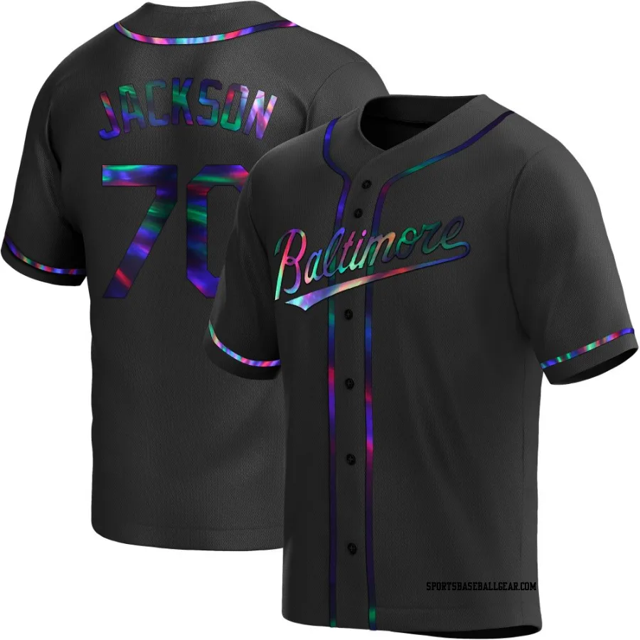 Alex Jackson Youth Baltimore Orioles Black Holographic Replica Alternate Jersey