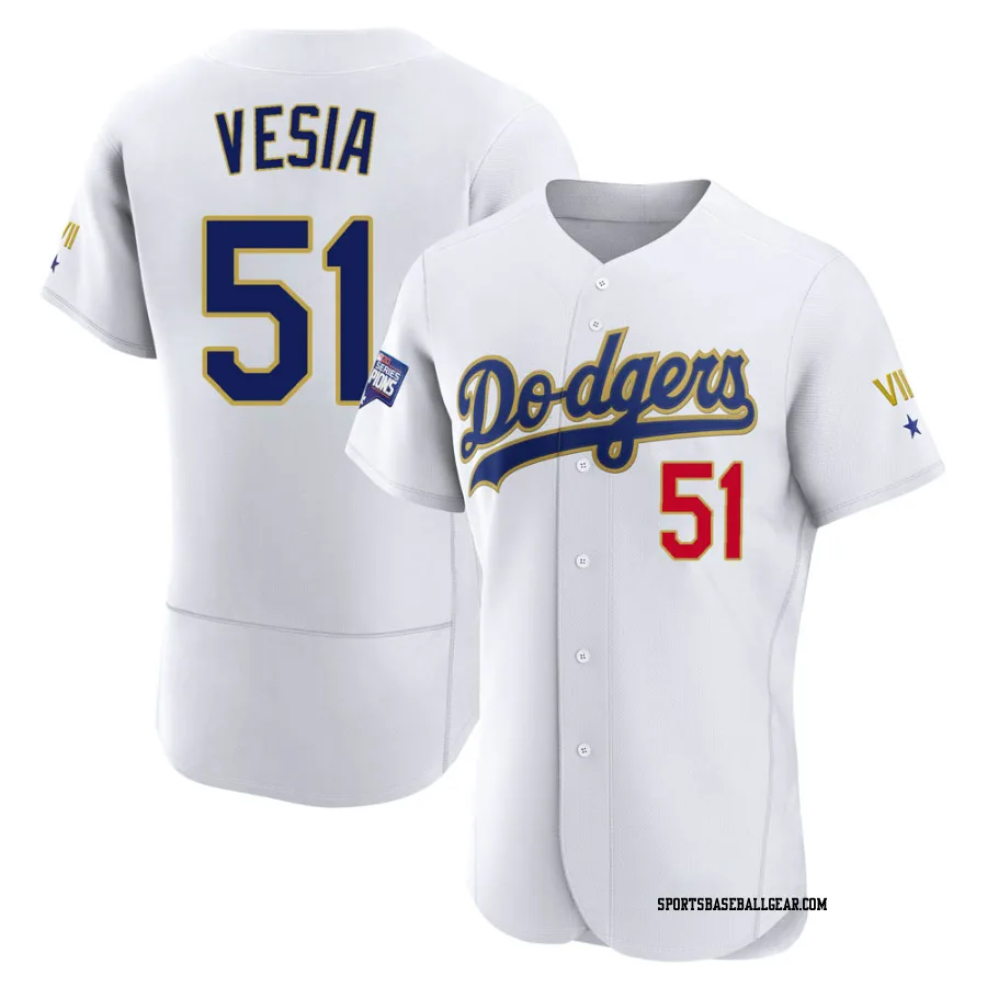 Alex Vesia Men's Los Angeles Dodgers White/Gold Authentic 2021 Gold Program Player Jersey
