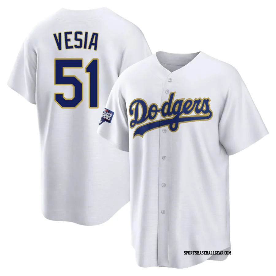 Alex Vesia Youth Los Angeles Dodgers White/Gold Replica 2021 Gold Program Player Jersey