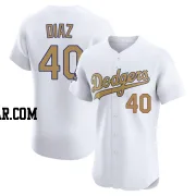 Alexis Diaz Men's Los Angeles Dodgers Gold Elite White 2025 Collection Jersey