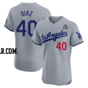 Alexis Diaz Men's Los Angeles Dodgers Gray Elite Road 2024 World Series Jersey