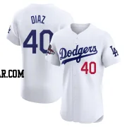 Alexis Diaz Men's Los Angeles Dodgers White Elite Home World Series Champions Jersey