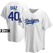 Alexis Diaz Men's Los Angeles Dodgers White Replica Home 2024 World Series Champions Jersey