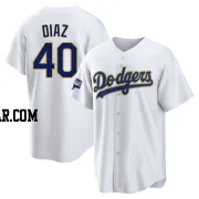 Alexis Diaz Men's Los Angeles Dodgers White/Gold Replica 2021 Gold Program Player Jersey