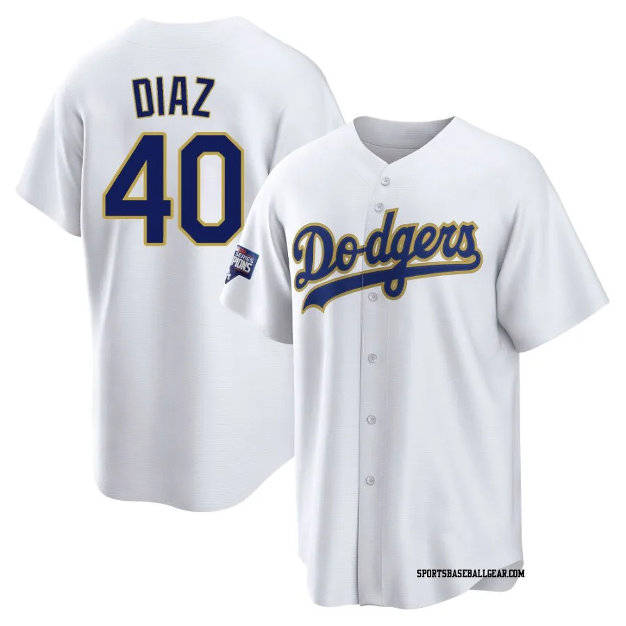 Alexis Diaz Men's Los Angeles Dodgers White/Gold Replica 2021 Gold Program Player Jersey