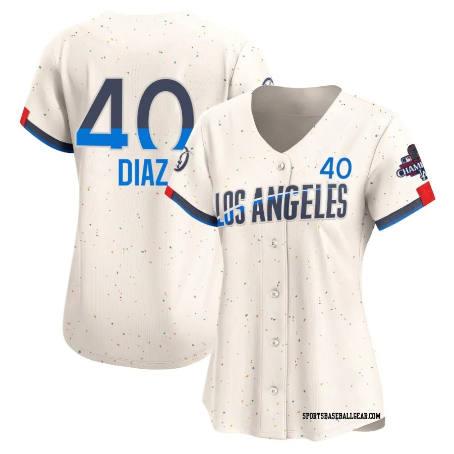 Alexis Diaz Women's Los Angeles Dodgers Cream Limited 2024 City Connect World Series Champions Jersey