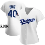 Alexis Diaz Women's Los Angeles Dodgers White Replica Home 2024 World Series Champions Jersey