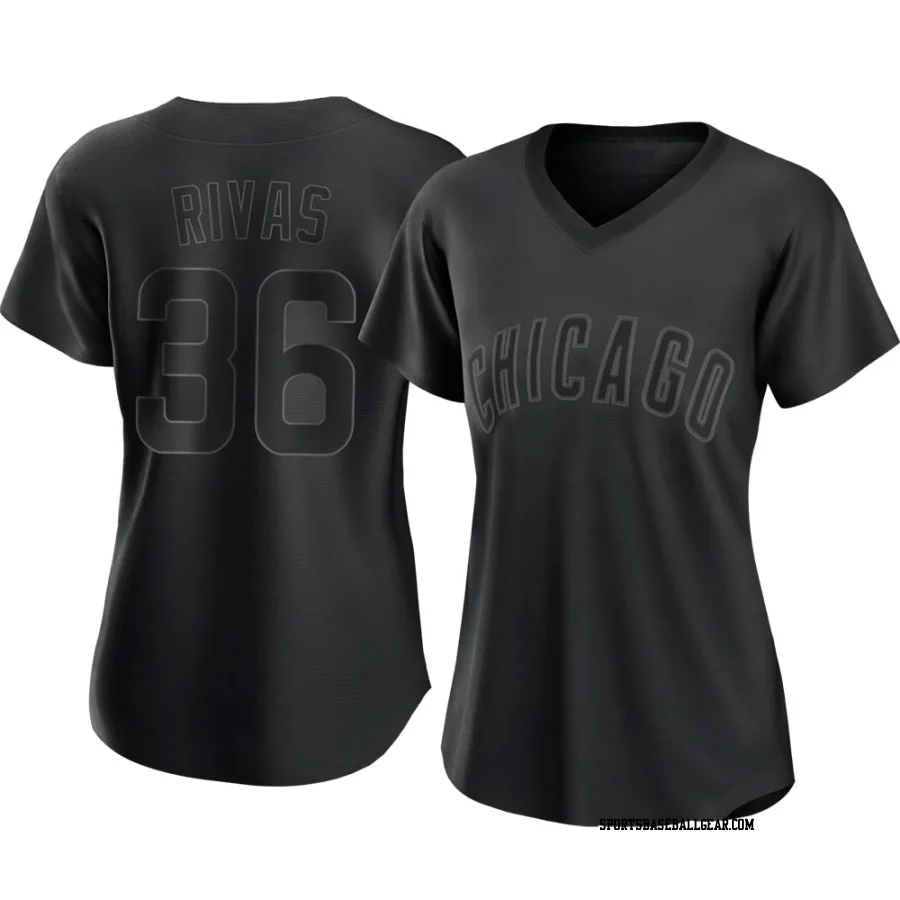 Alfonso Rivas Women's Chicago Cubs Black Authentic Pitch Fashion Jersey