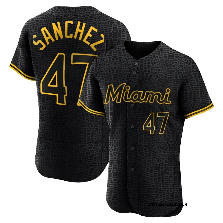 Ali Sanchez Men's Miami Marlins Black Authentic Snake Skin City Jersey