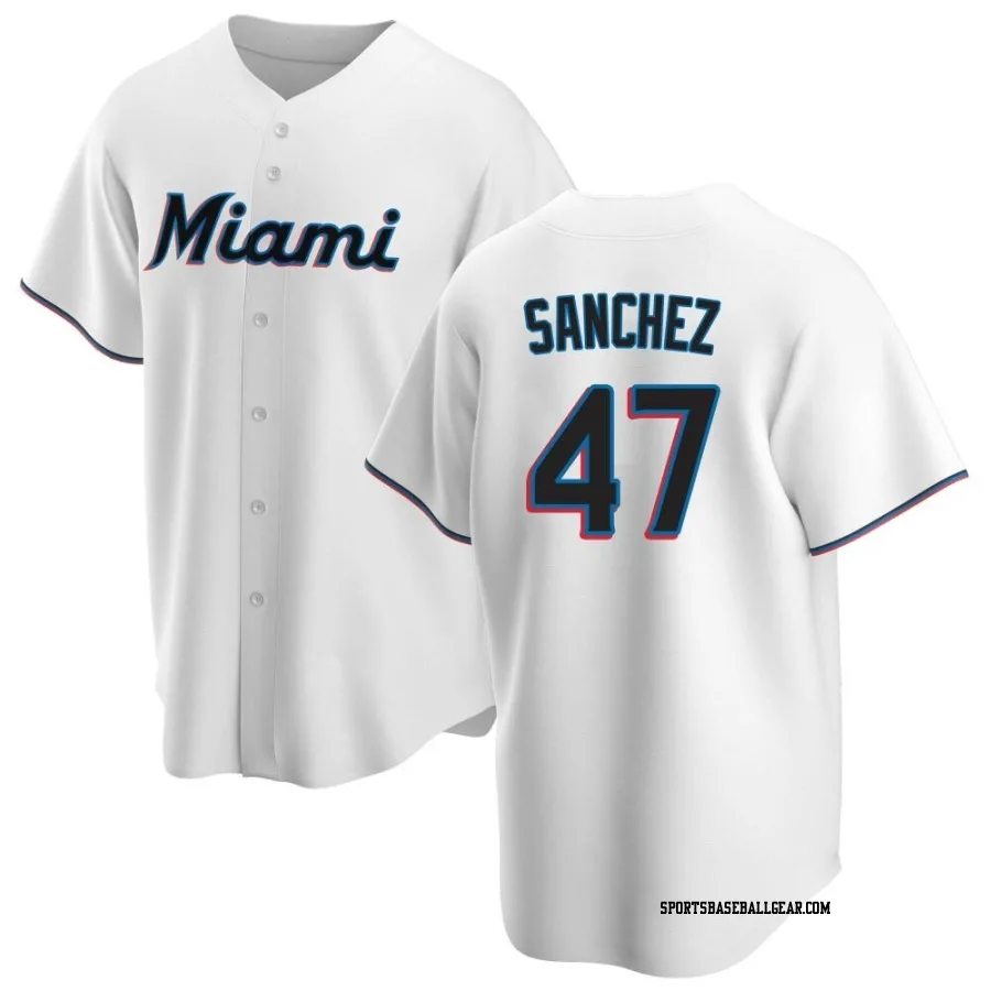 Ali Sanchez Men's Miami Marlins White Replica Home Jersey