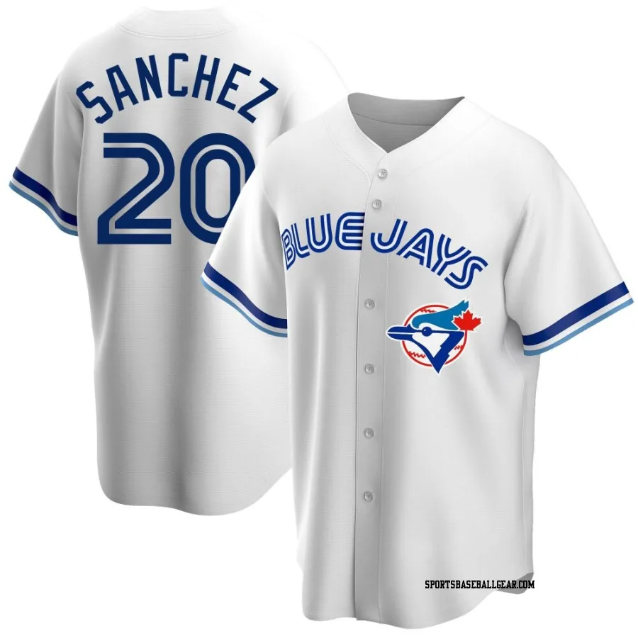 Ali Sanchez Men's Toronto Blue Jays White Replica Home Cooperstown Collection Jersey