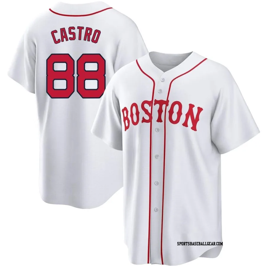 Allan Castro Youth Boston Red Sox White Replica 2021 Patriots' Day Jersey