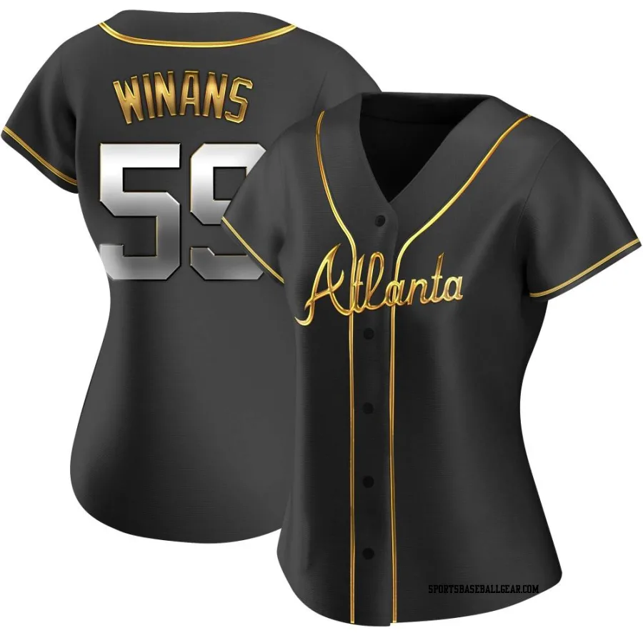 Allan Winans Women's Atlanta Braves Black Golden Replica Alternate Jersey