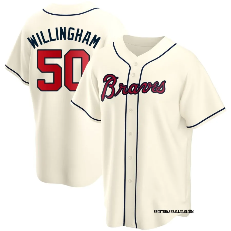 Amos Willingham Men's Atlanta Braves Cream Replica Alternate Jersey
