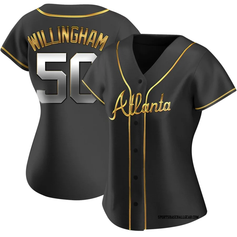 Amos Willingham Women's Atlanta Braves Black Golden Replica Alternate Jersey