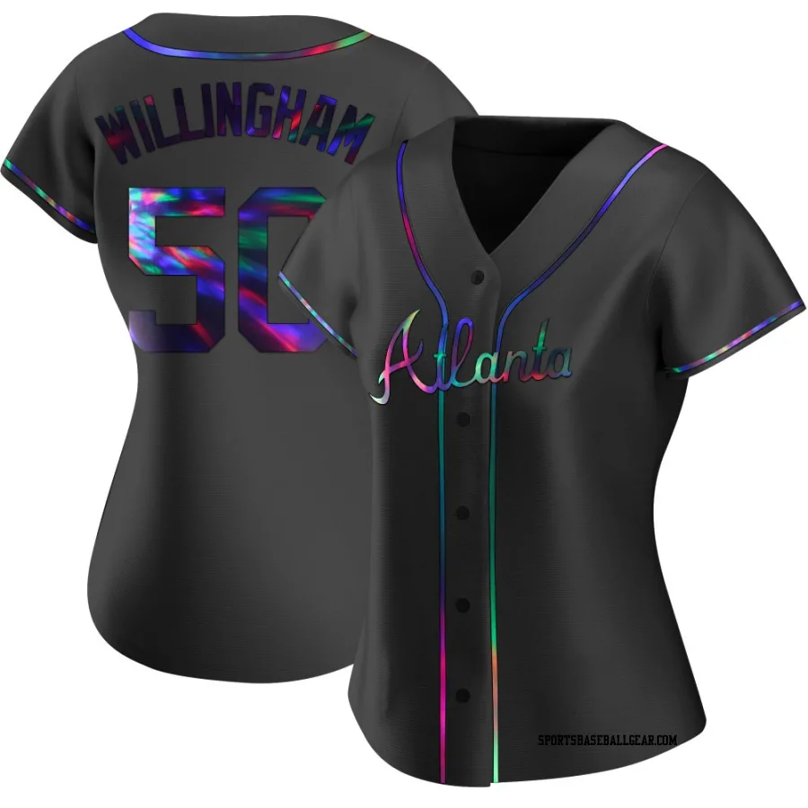 Amos Willingham Women's Atlanta Braves Black Holographic Replica Alternate Jersey