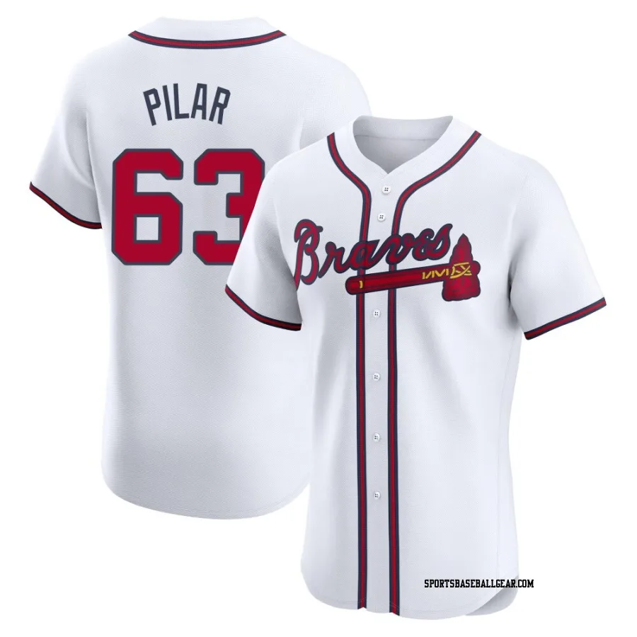 Anderson Pilar Men's Atlanta Braves White Elite Home Jersey