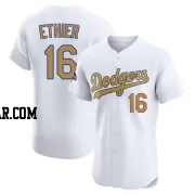 Andre Ethier Men's Los Angeles Dodgers Gold Elite White 2025 Collection Jersey
