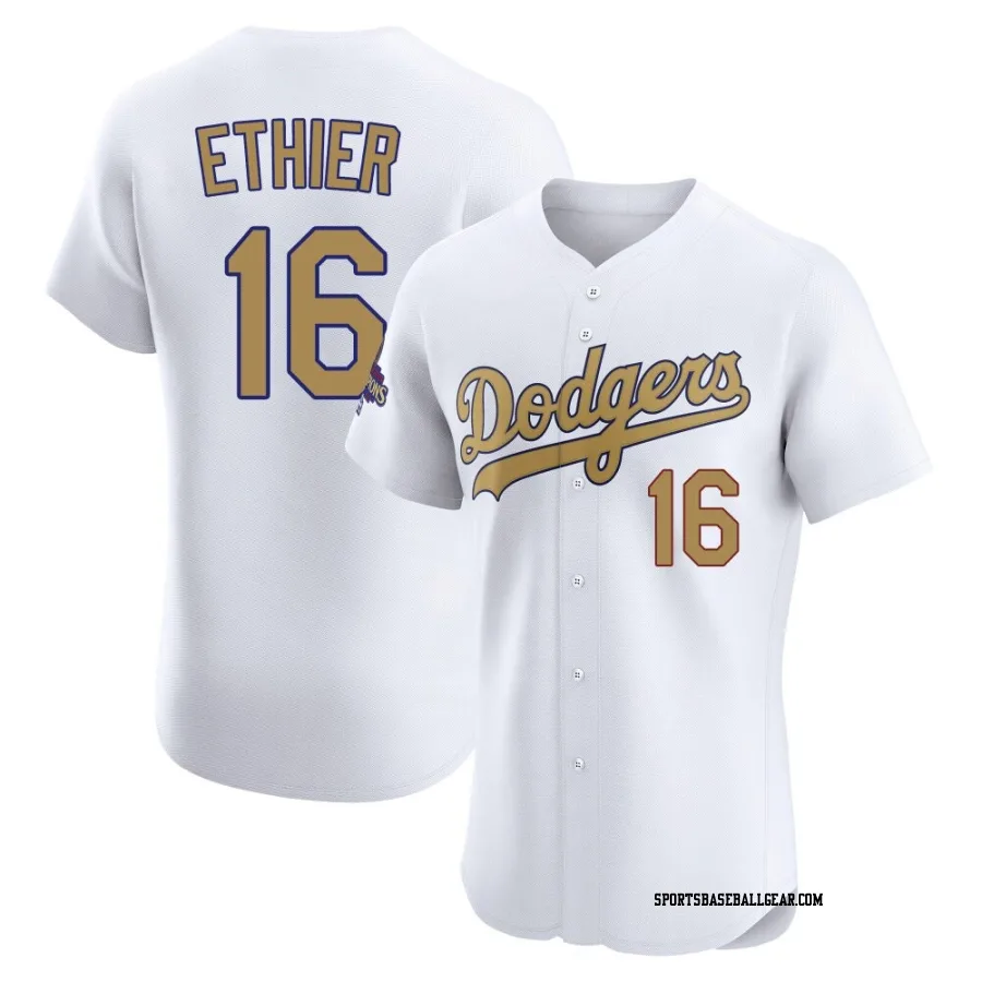 Andre Ethier Men's Los Angeles Dodgers Gold Elite White 2025 Collection Jersey