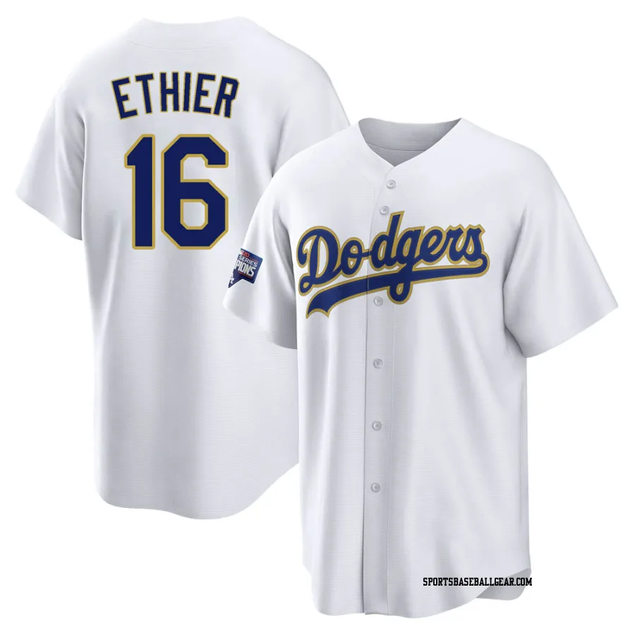 Andre Ethier Youth Los Angeles Dodgers White/Gold Replica 2021 Gold Program Player Jersey