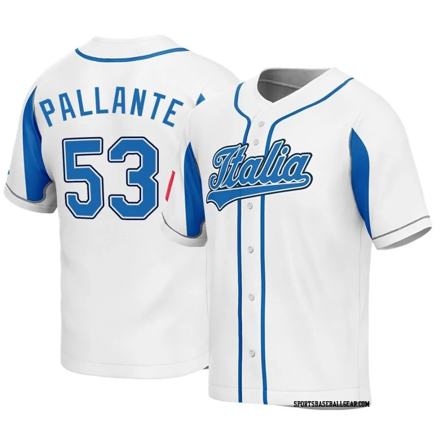 Andre Pallante Men's Italy Baseball White Replica 2023 World Baseball Classic Jersey