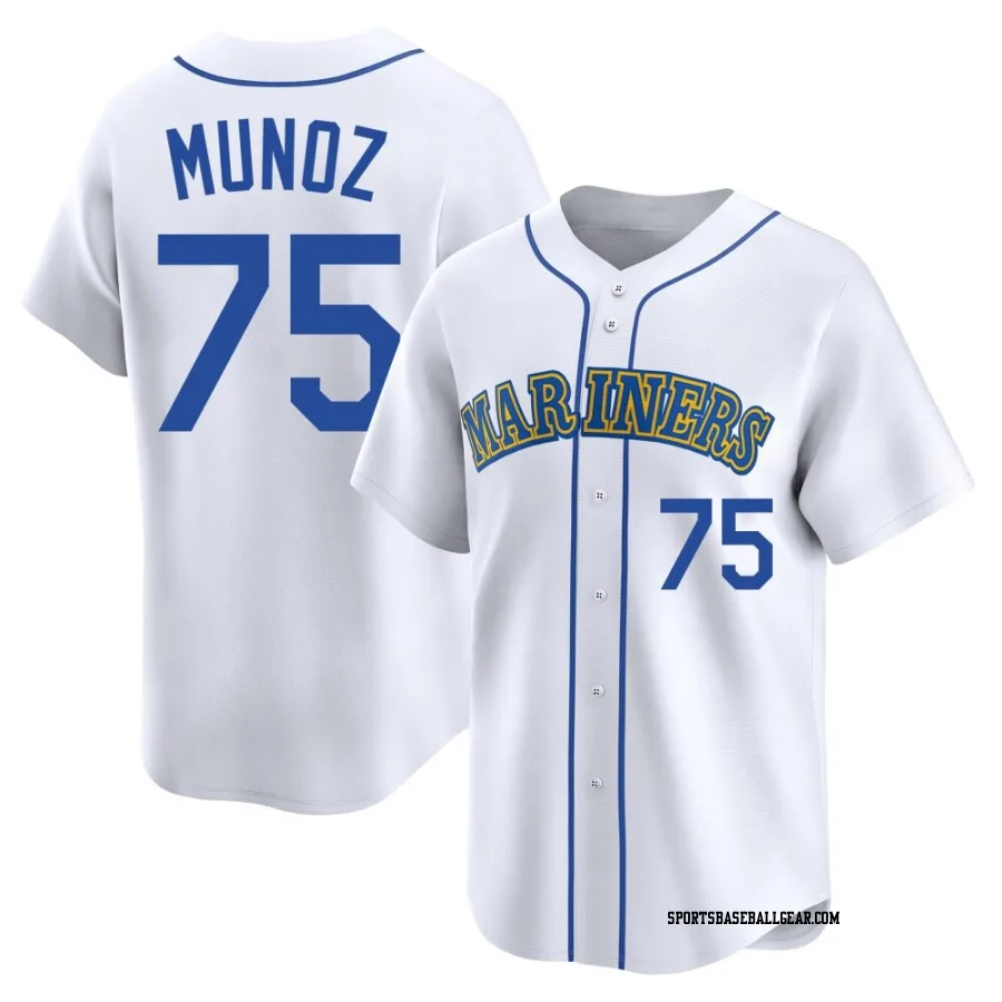 Andres Munoz Men's Seattle Mariners White Limited Throwback Cooperstown Collection Jersey