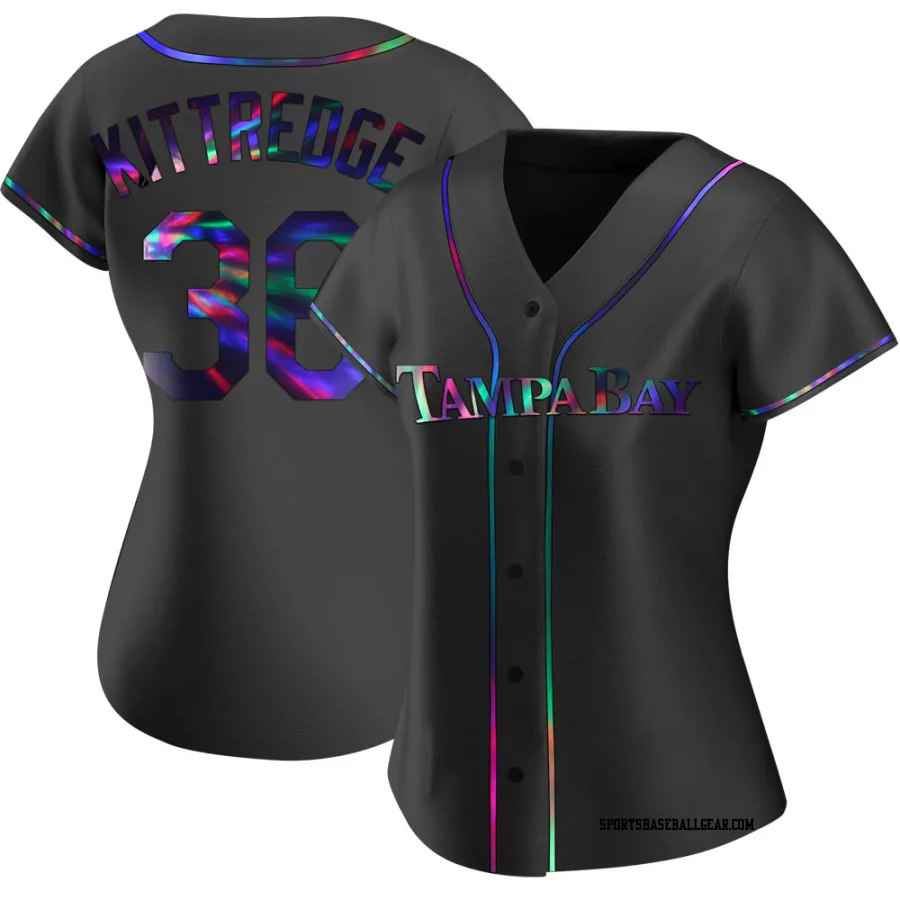 Andrew Kittredge Women's Tampa Bay Rays Black Holographic Replica Alternate Jersey