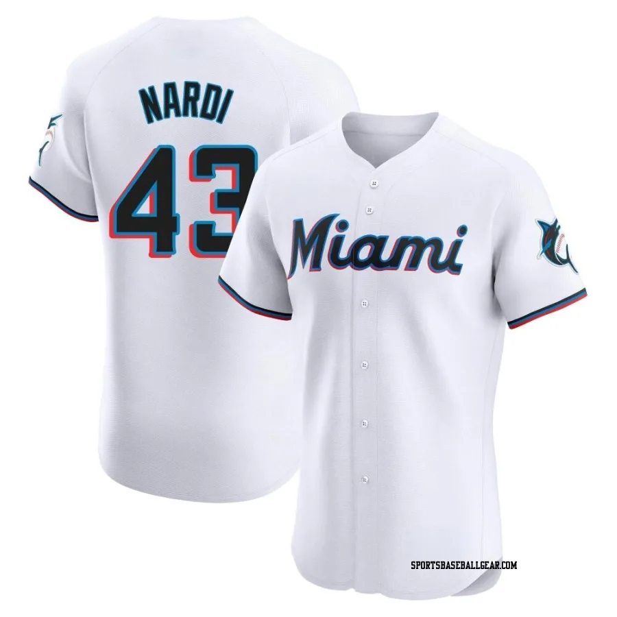 Andrew Nardi Men's Miami Marlins White Elite Home Jersey