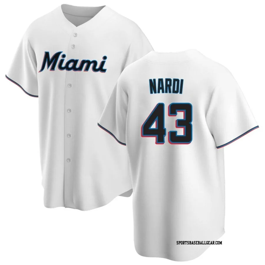 Andrew Nardi Men's Miami Marlins White Replica Home Jersey