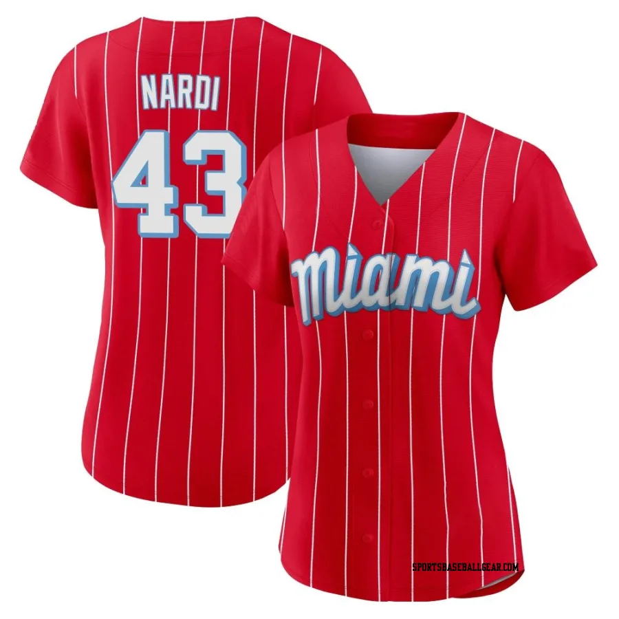 Andrew Nardi Women's Miami Marlins Red Authentic 2021 City Connect Jersey