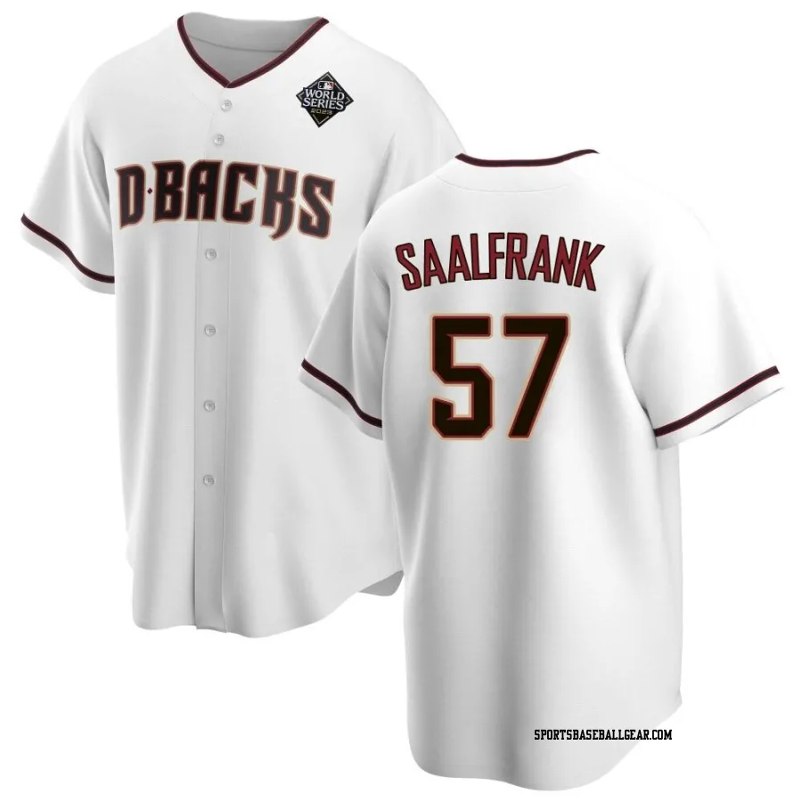 Andrew Saalfrank Men's Arizona Diamondbacks White Replica Home 2023 World Series Jersey