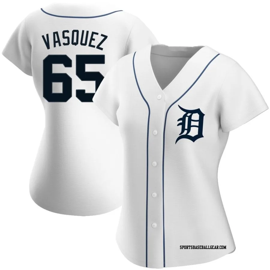 Andrew Vasquez Women's Detroit Tigers White Replica Home Jersey