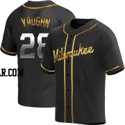 Andrew Vaughn Men's Milwaukee Brewers Black Golden Replica Alternate Jersey
