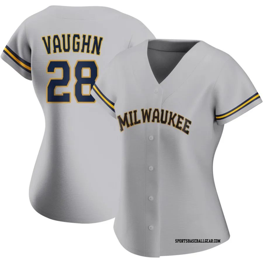 Andrew Vaughn Women's Milwaukee Brewers Gray Replica Road Jersey