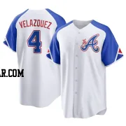Andrew Velazquez Men's Atlanta Braves White Replica 2023 City Connect Jersey