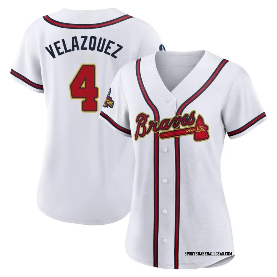 Andrew Velazquez Women's Atlanta Braves Gold Authentic White 2022 Program Jersey
