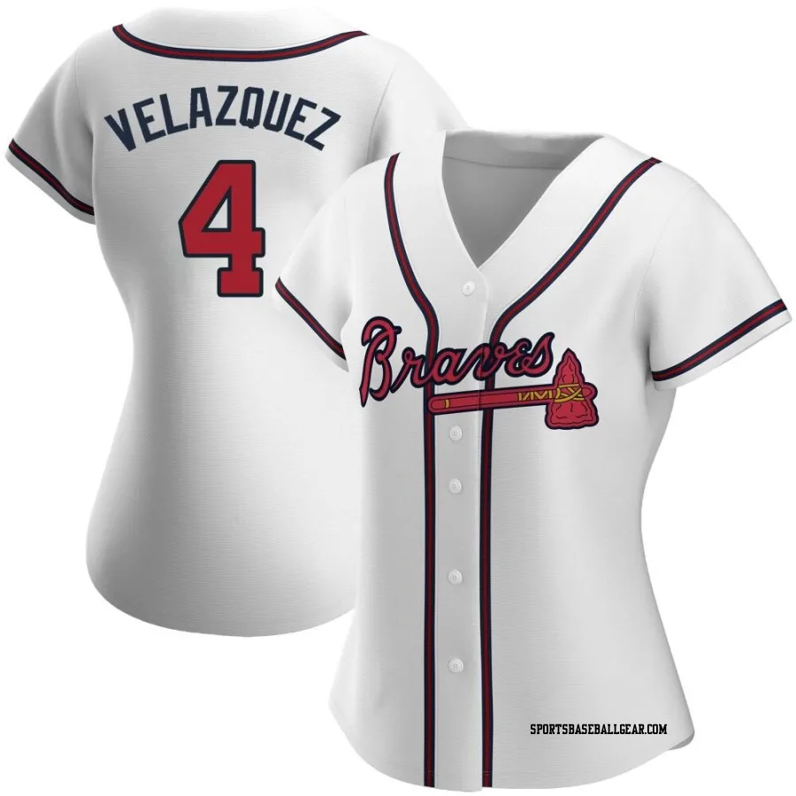 Andrew Velazquez Women's Atlanta Braves White Replica Home Jersey