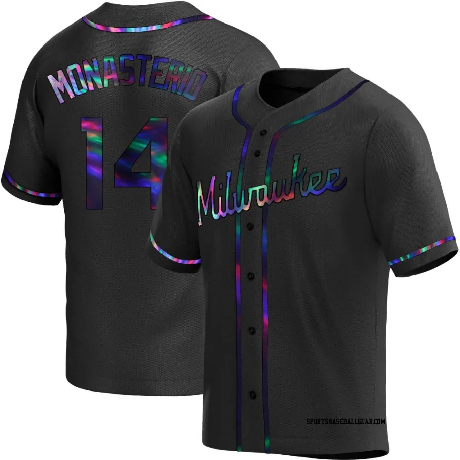 Andruw Monasterio Youth Milwaukee Brewers Black Holographic Replica Alternate Jersey