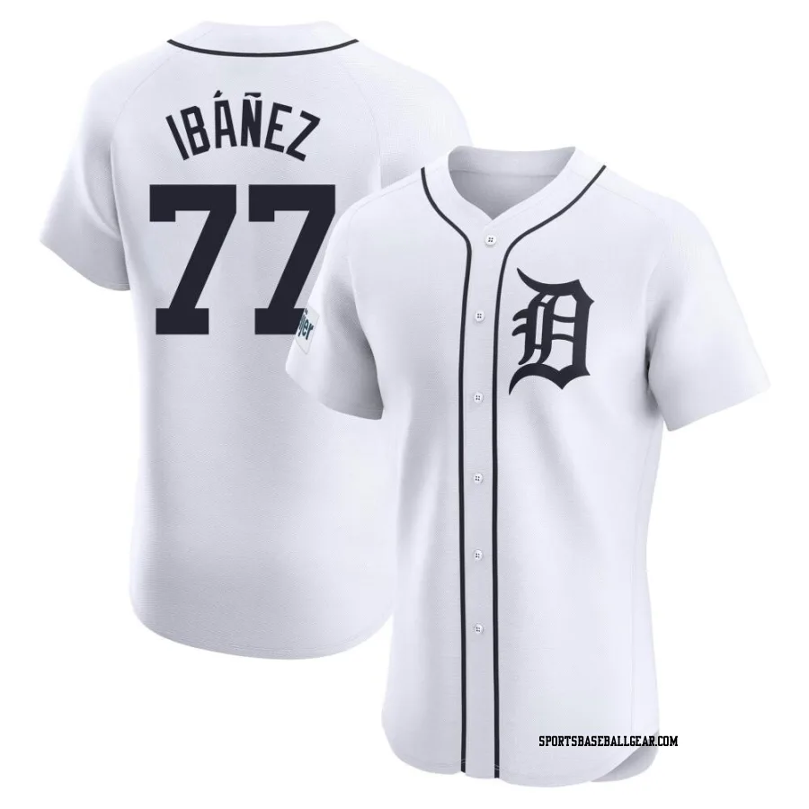 Andy Ibanez Men's Detroit Tigers White Elite Home Patch Jersey