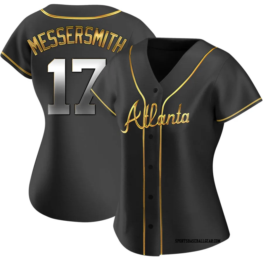 Andy Messersmith Women's Atlanta Braves Black Golden Replica Alternate Jersey
