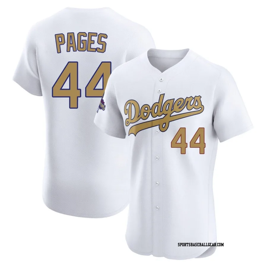 Andy Pages Men's Los Angeles Dodgers Gold Elite White 2025 Collection Jersey
