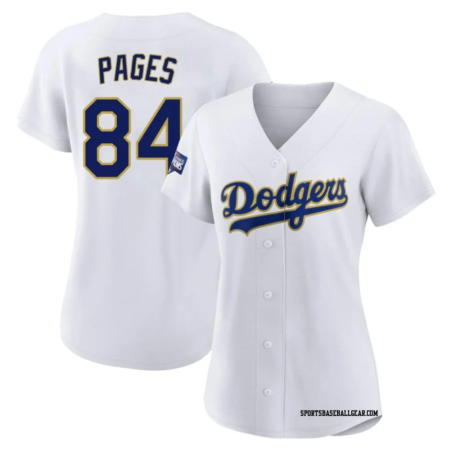 Andy Pages Women's Los Angeles Dodgers White/Gold Authentic 2021 Gold Program Player Jersey