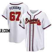 Angel Perdomo Men's Atlanta Braves Gold Replica White 2022 Program Jersey