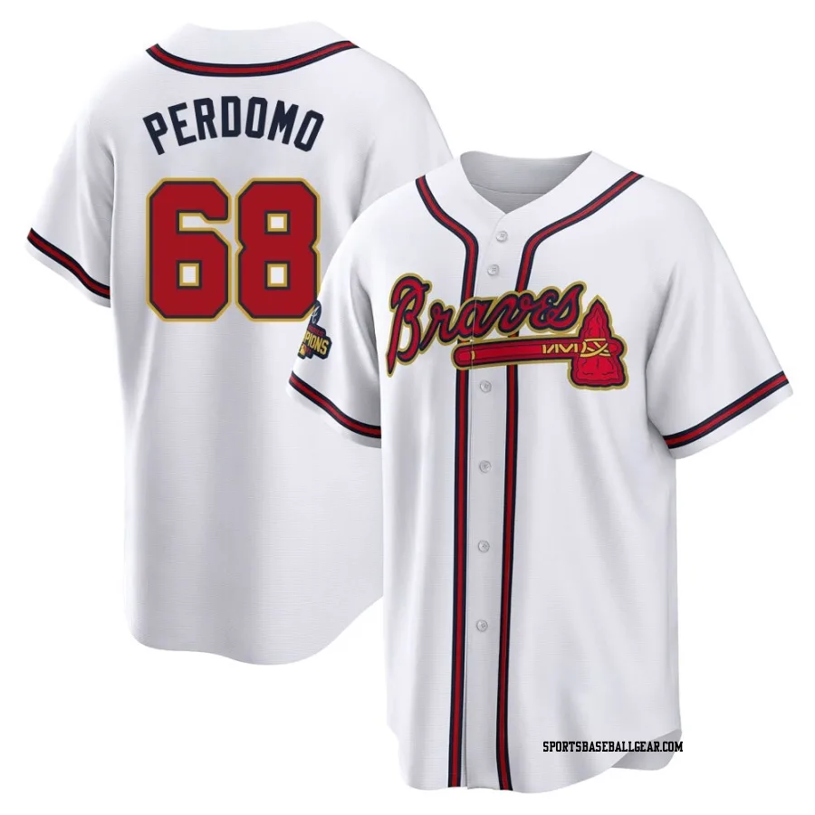 Angel Perdomo Youth Atlanta Braves Gold Replica White 2022 Program Jersey