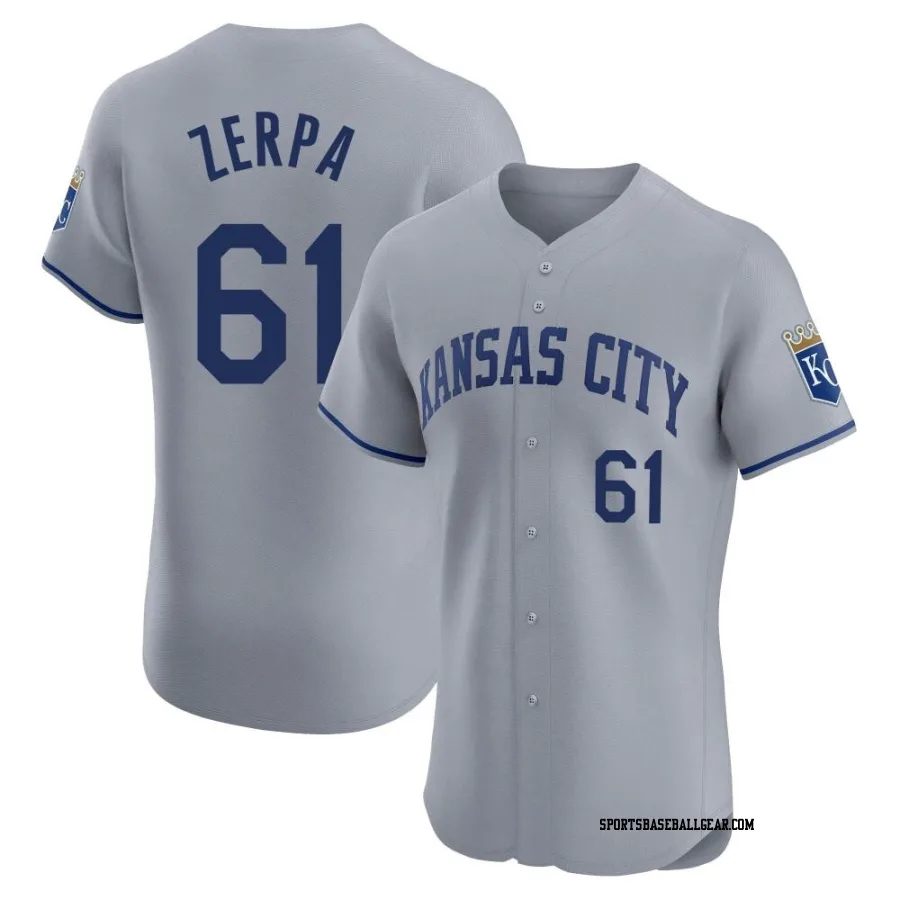 Angel Zerpa Men's Kansas City Royals Gray Elite Road Jersey