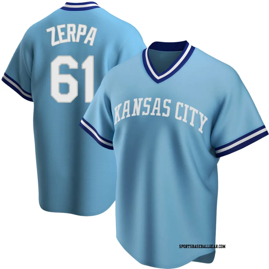 Angel Zerpa Men's Kansas City Royals Light Blue Replica Road Cooperstown Collection Jersey